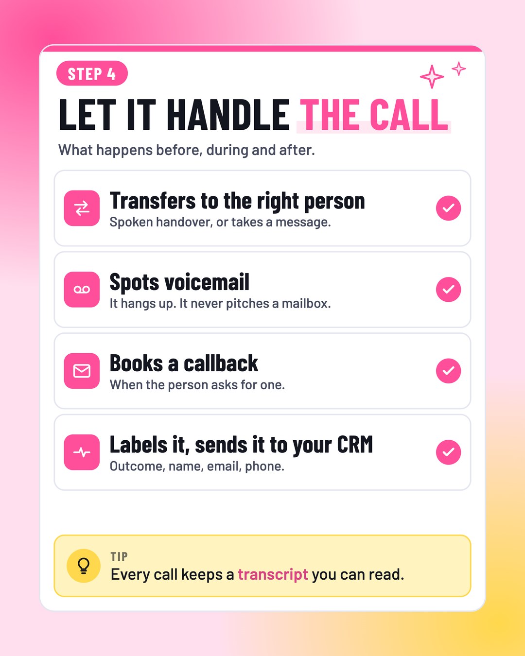Step 4: Let it handle the call